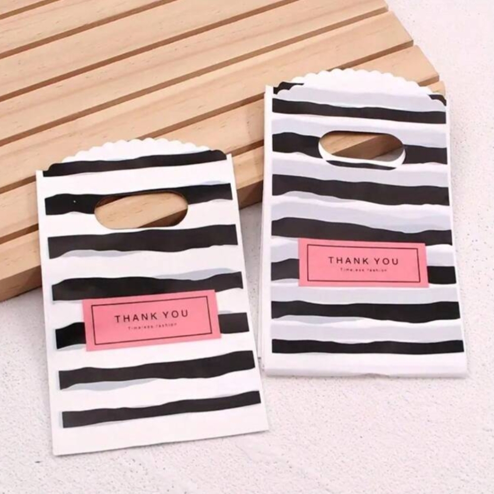 20PCS Thank You Black And White Striped Gift Bags Mini